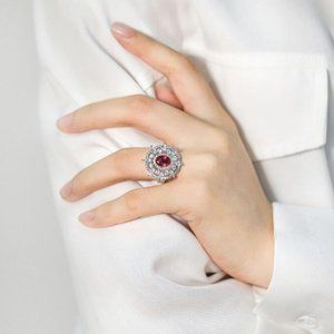 NEW 925 STERLING SILVER DIAMOND HALO SQUARE RING